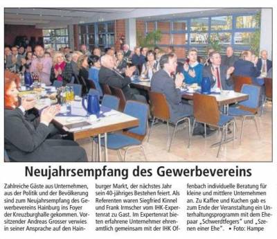 Gewerbe - Neujahrsempfang des Gewerbevereins, Bericht aus der Offenbach Post vom 17.01.2017. Foto: Axel Hampe